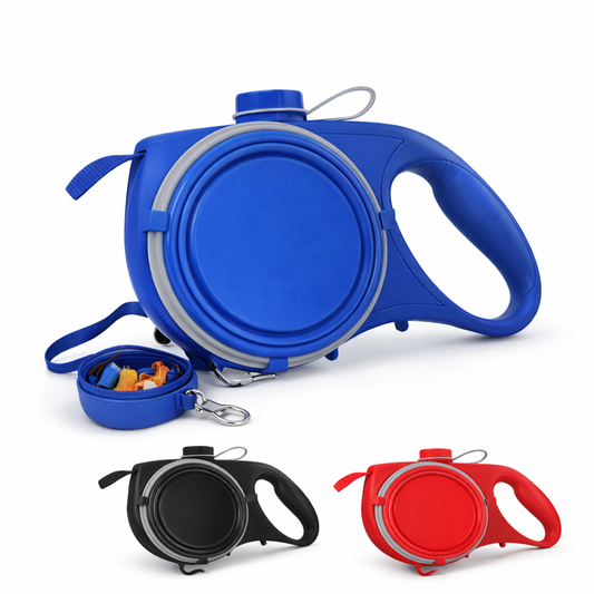 Correa Extensible 3 en 1 con Bebedero y Dispensador de Bolsas